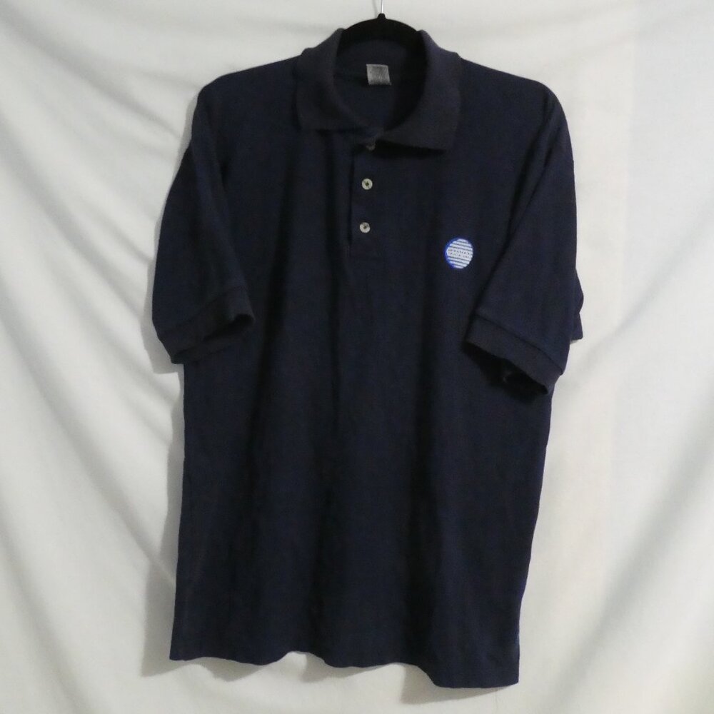 GLOBAL | large | Men's Navy Polo Short Sleeve Vintage Shirt | Made In Canada